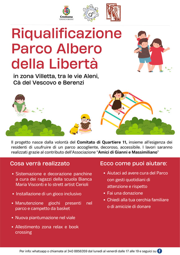 Locandina riqualificazione parco albero della libertà